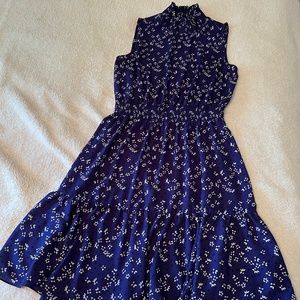 Navy sleeveless floral dress